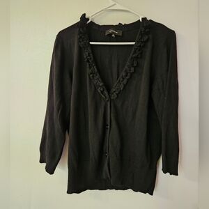 Jones Wear Black Ruffled Women's Sweater